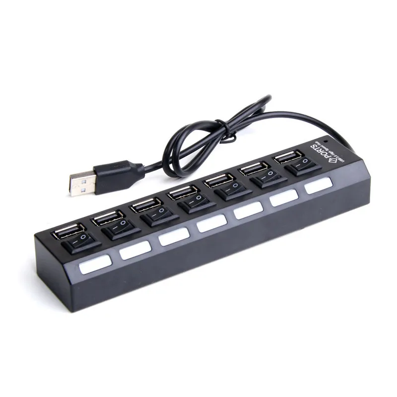 BinFul Новый Высокоскоростной 7-портовый Разветвитель USB 2 лампа-расширитель
