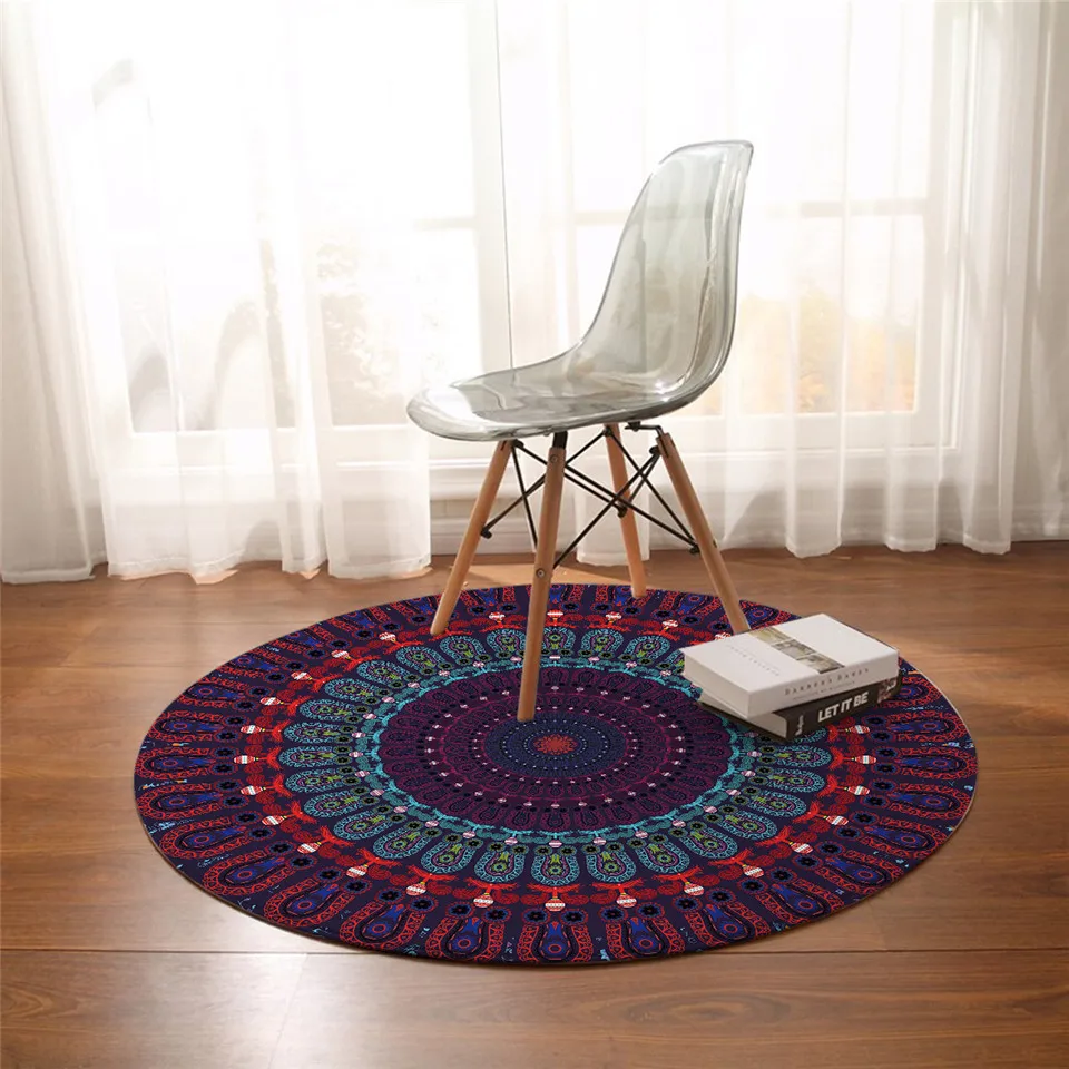 BeddingOutlet ковры для спальни с мандалой богемный круглый коврик гостиной фиолетовый