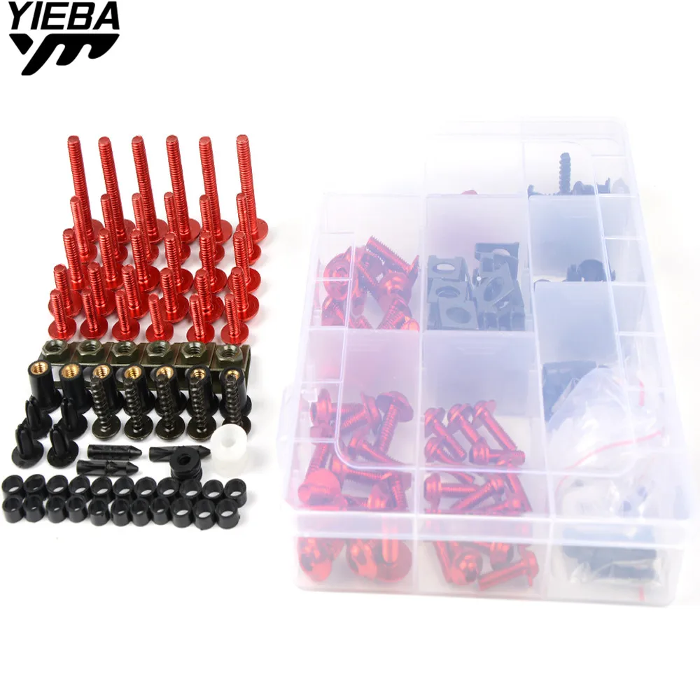 

1 Sets Complete Universal Motorcycle Windshield Fairing Bolts Nuts Screws Washer Kit Fastener Clips Screws Aluminum