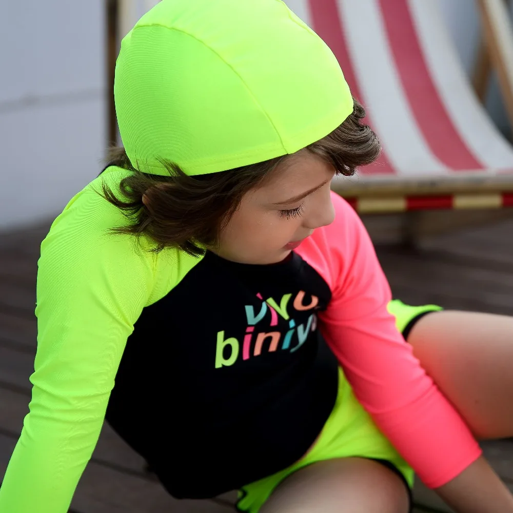 Купальный костюм с длинными рукавами для маленьких девочек детский купальный