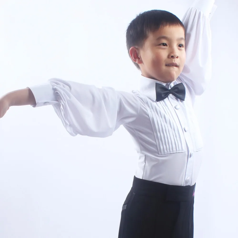 Недорогие рубашки для латиноамериканских танцев детей черные и белые топы с