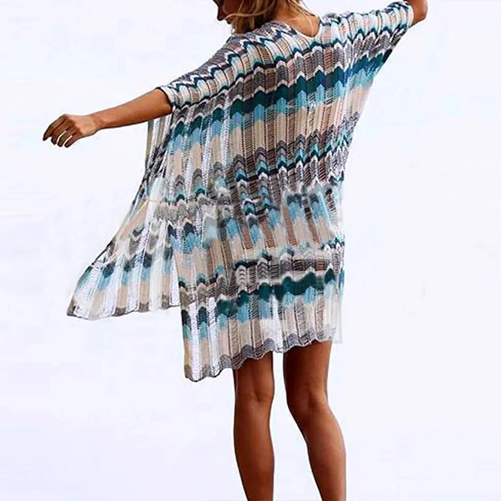 2019 женская вязаная крючком накидка на бикини купальник вязаное пляжное платье