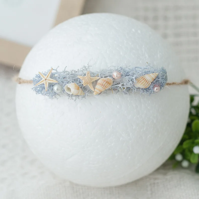 baby headbands girl headwear flower conch peral creative lovely photo shooting prop little newborn photography props | Детская одежда и