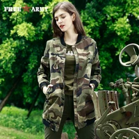 free army new style trench coat fashion long seelve coat women brand clothing female camouflage basic overcoat women long coat