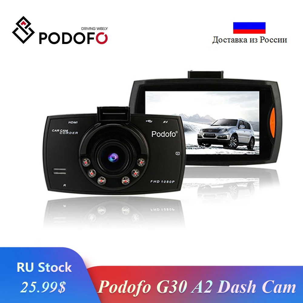 Podofo Автомобильный видеорегистратор Камера G30 видеорегистраторы регистраторы Dashcam Full Hd 1080P видео рекордер для автомобилей ночное видение видеокамера g-сенсор видеорегистратор