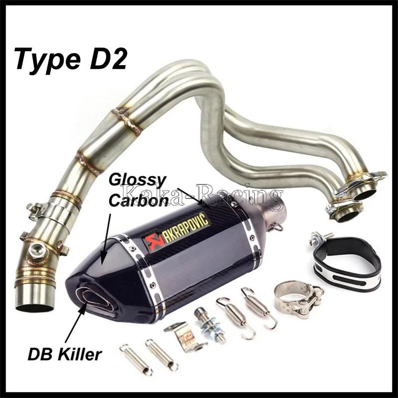Motorcycle System Exhaust Muffler Header Link Pipe with Akrapovic Exhaust Tail Tip for Kawasaki ER6N ER6F NINJA 650R 2012 - Цвет: Type D2