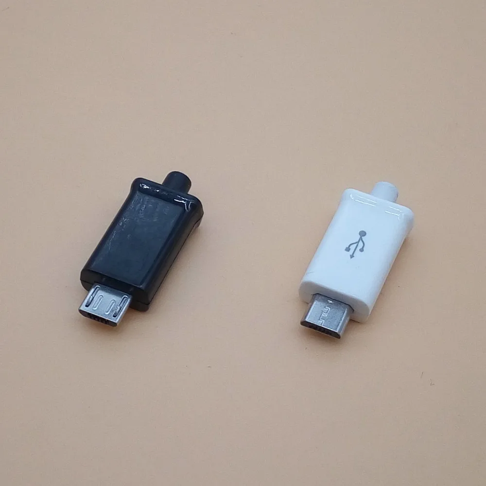 10 комплектов 5 штырьков Micro USB штекер типа папа черный/белый зарядный разъем 4 в 1