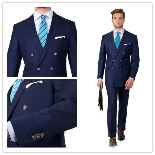 Новое поступление шерстяные бриджи для мужчин темно-синий свадебный костюм в