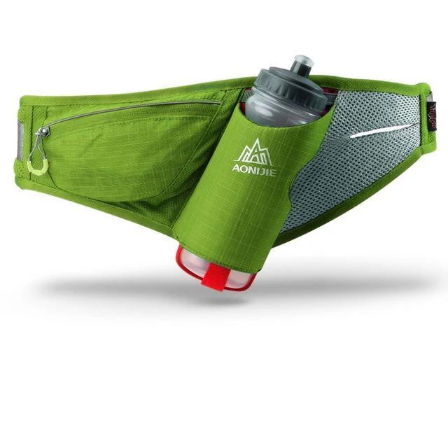 Green with Bottles AONIJIE бегущий пояс для воды с 600 мл бутылка Спортивная поясная упаковка марафон гидратация 4 цвета - Цвет: Green with Bottles