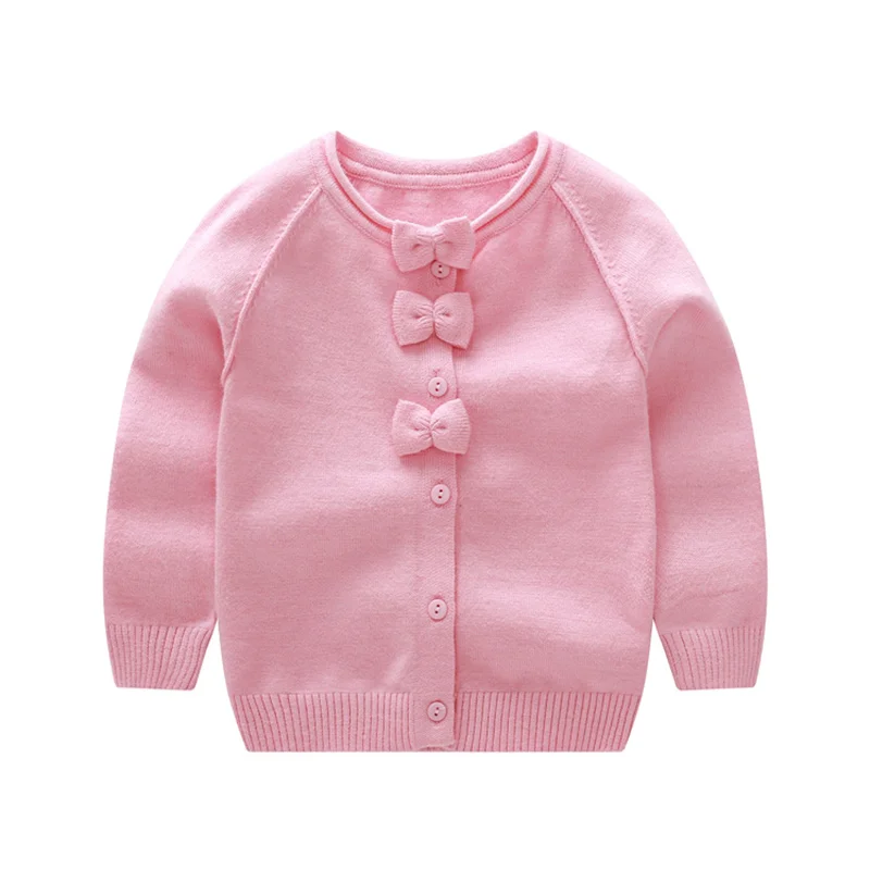 Свитер для девочек с милым бантом весенний детский трикотажный хлопковый свитер