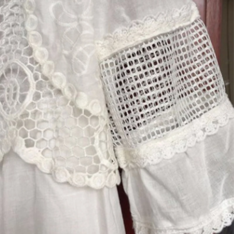 Белое богемное пляжное платье для отдыха на выходных кружевное ажурное мини с