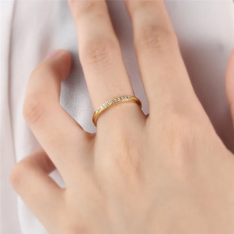 ROXI ROMAD Brand Yellow Gold Color AAAAA Cubic Zirconia Crystal Ring For Women Round Luxury Wedding Jewelry Party Gift | Украшения и