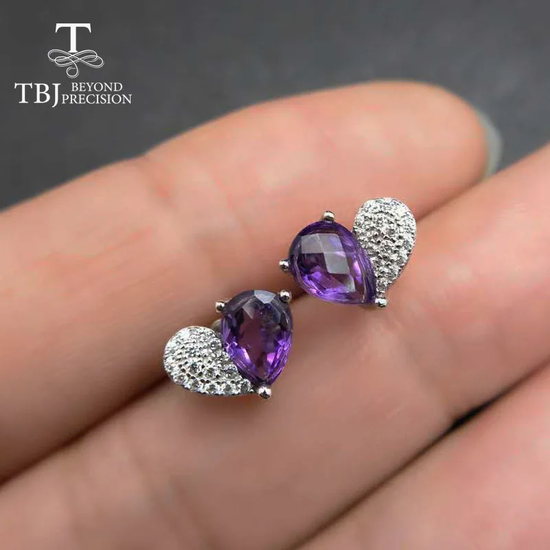 TBJ серебряные серьги 925 пробы с натуральным аметистом brio cut pe5 * 7 1.5ct nautral гранатовая