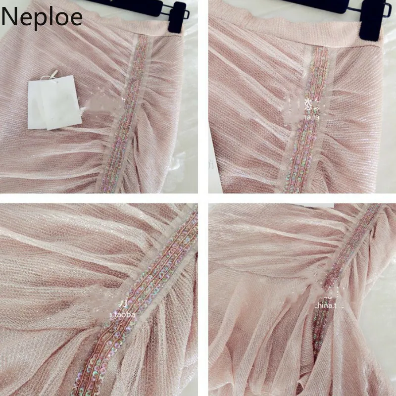 Женские юбки с пайетками Neploe летняя плиссированная юбка русалки эластичной