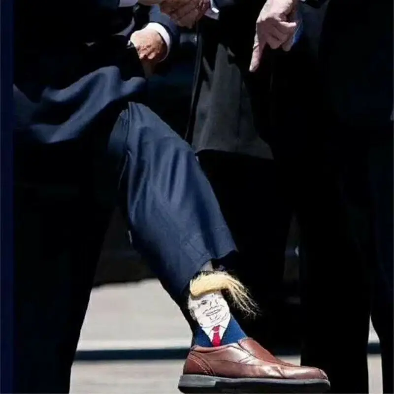 President Donald Trump Socks with 3D Fake Hair Crew Socks