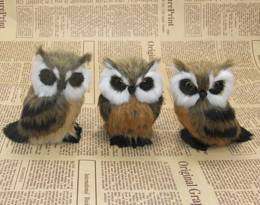 

3 pieces a lot small cute creative simulation owl toys lifelike small owl dolls gift about 12cm