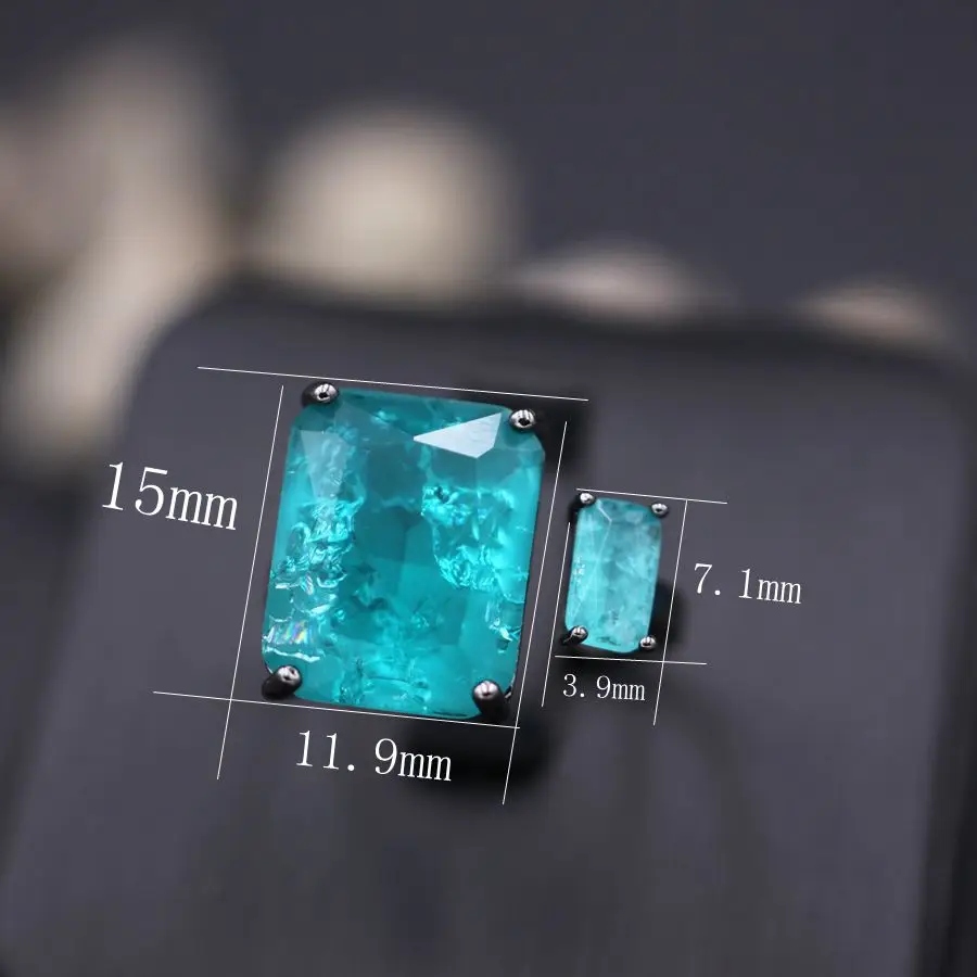 Женское Открытое кольцо с квадратным камнем регулируемое разноцветным цирконом