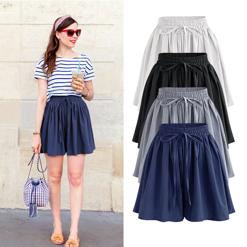 Suvance Summer Casual 6 Solid Color Patchwork Big Size M-6xl Loose Elastic Women Shorts | Женская одежда