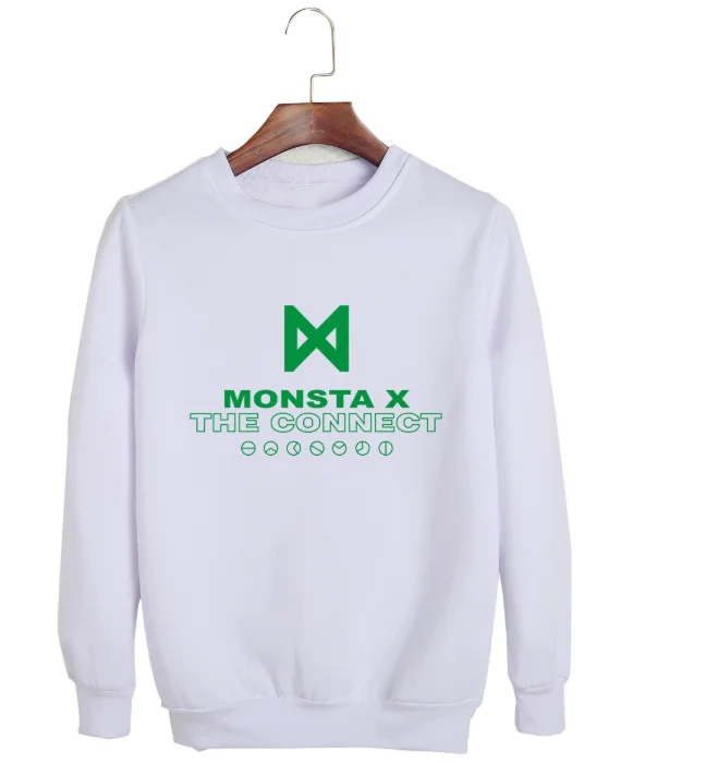 MONSTA X Футболка WE ARE HERE концерт мирового турне с коротким рукавом футболки мужские/женские летние повседневные японский веер концертная футболка - Цвет: white-WY01