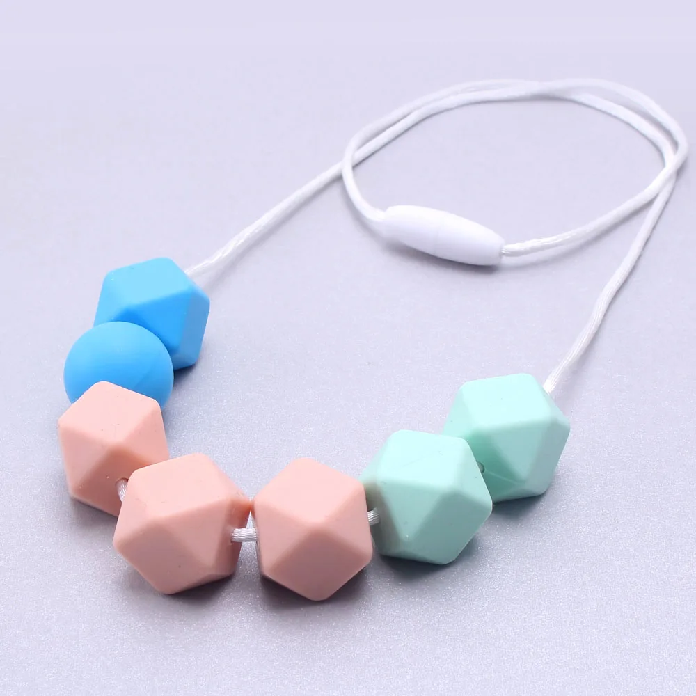 Kette Baby Zahnen DIY Halskette Beißring Charm BPA freie Perlen Polygon 