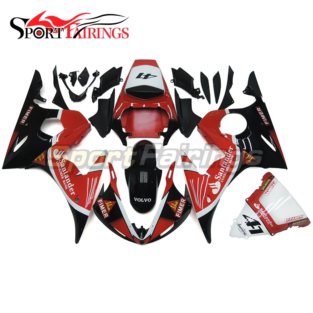 

Complete Fairings For Yamaha YZF600 R6 03 04 2003 2004 ABS Plastic Motorcycle Fairing Kit Cowling Santander Red Black 41 Spoiler