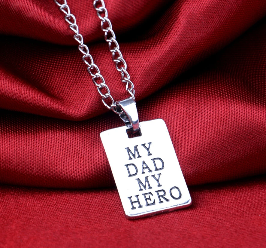 Модные мужские ювелирные изделия Spcial My Dad Hero ожерелье с прямоугольной подвеской