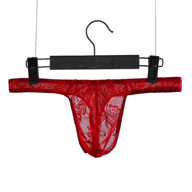 Мужские кружевные прозрачные стринги G String нижнее белье с Т образным ремешком для