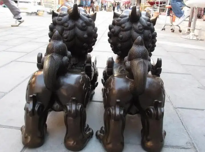 Королевского дворца бронза Медь Feng Shui зло Foo Dog Лев Храбрые войска статуя Kirin|statue