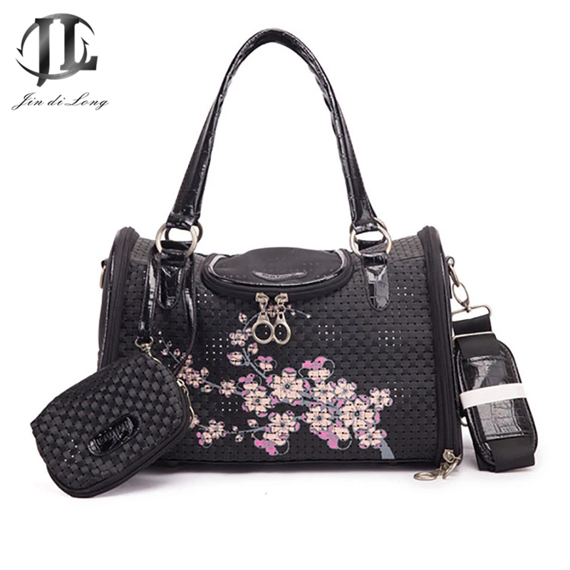 Сумка для домашних питомцев холщовая Сумочка с принтом кошек и собак на молнии