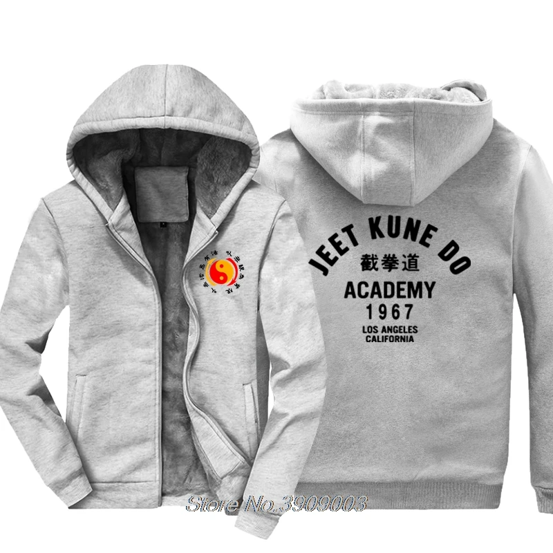 gray Горячая Jeet Kune Do Academy Толстовка мужская на молнии толстые толстовки хип хоп Толстовка Куртка Топы Harajuku уличная - Цвет: gray