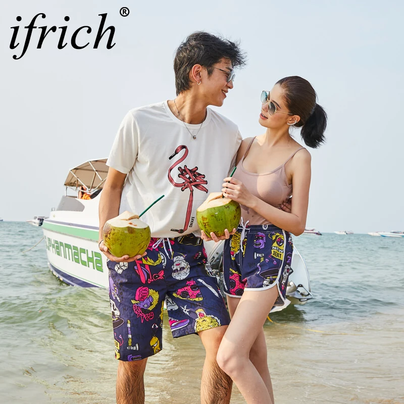 IFRICH мужские и женские пляжные шорты летние модные с принтом высокое качество