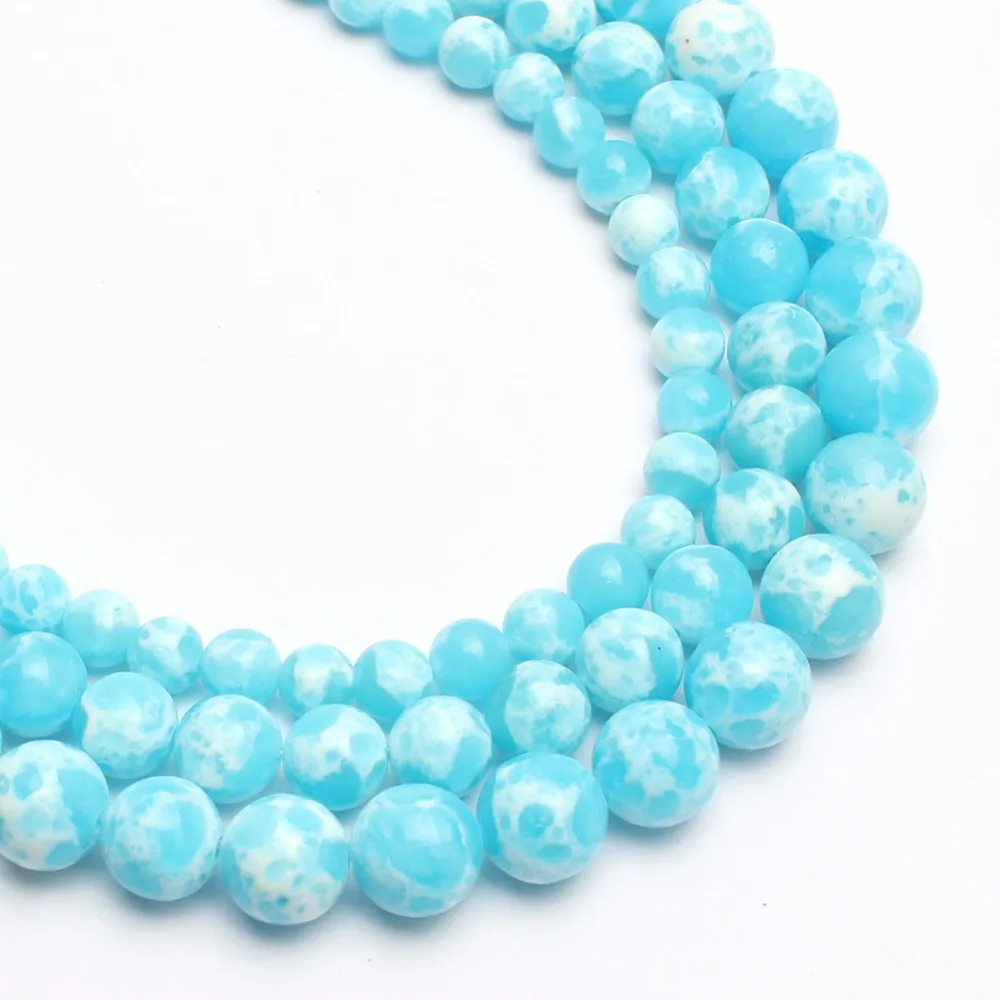 Skyblue Imperial Stone Round Loose beads ball For Jewelry Making DIY Bracelet Necklace 15 inches 6/8/10 mm pick size | Украшения и