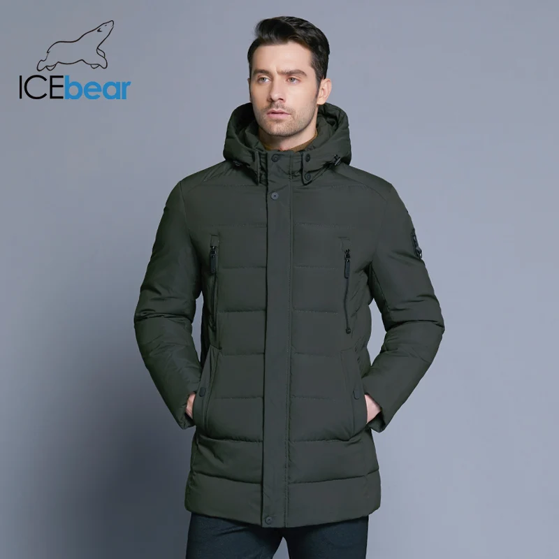 ICEbear 2019 Новая зимняя мужская куртка с высококачественной тканью Съемная шапка