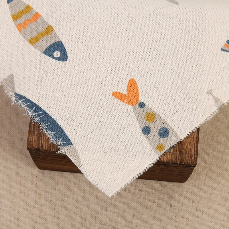 Buulqo набивная ткань для обивки рыбы из хлопка и льна пополам швейный домашний