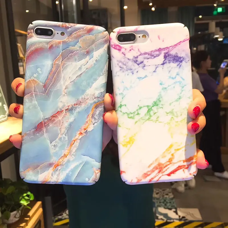 Boucho For iphone X 6/7/8 Plus Granite Scrub Marble Stone image Painted Hard PC Matte Phone Case 6 6s 7 8 plus |