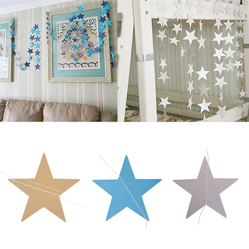 Бумажные гирлянды в форме пятиконечной звезды 4 м для свадебной вечеринки