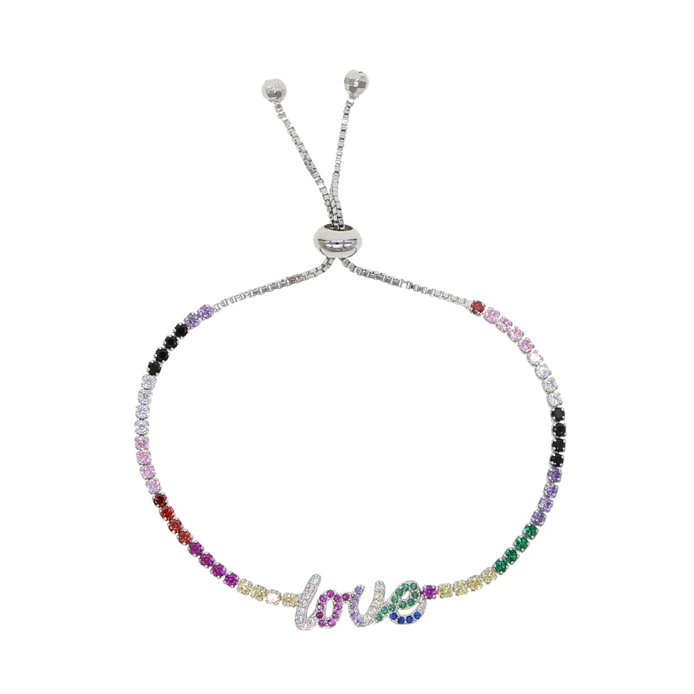 Женские браслеты с надписью регулируемые радугой надписями Love Happy Peace