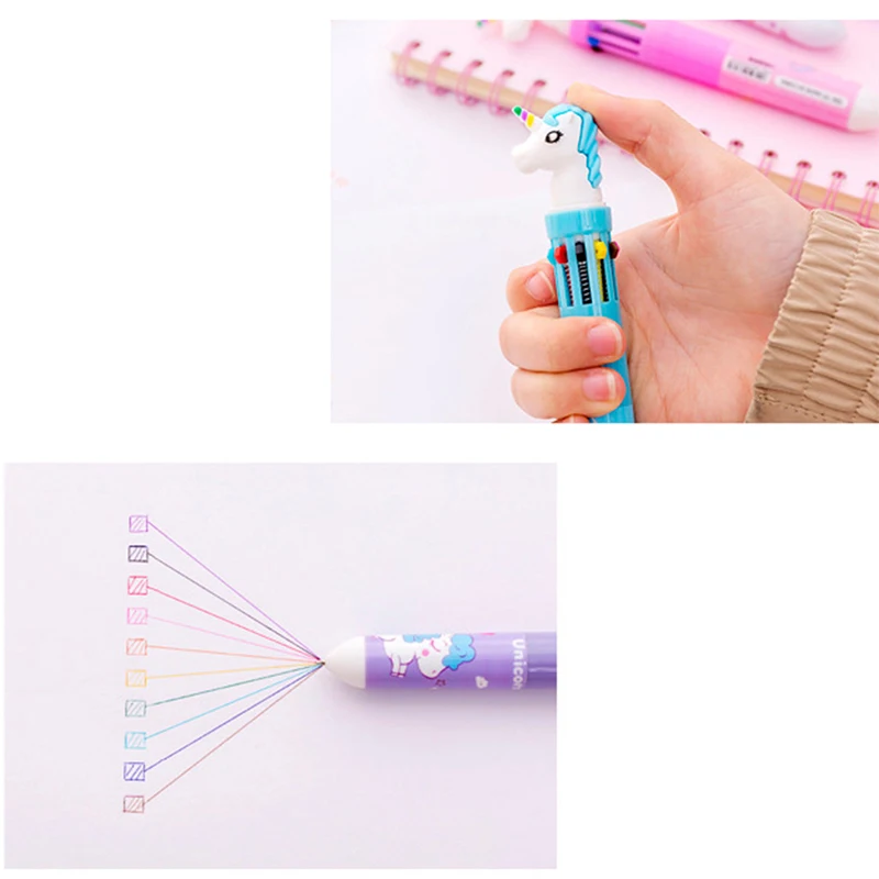 1 шт. 10 видов цветов мультяшный единорог короткая и толстая шариковая ручка