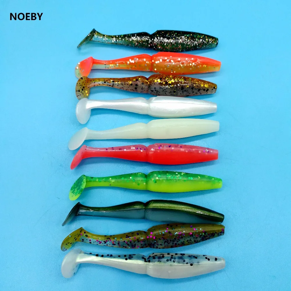NOEBY 12 шт./лот t хвост Мягкая приманка 3 5 г/7 см 10 цветов искусственные снасти для