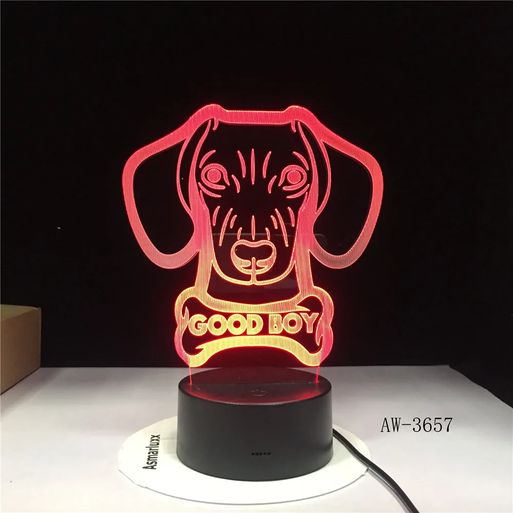 Светодиодный 3d ночник Beagle bассет мопса щенок собачка патруль светодиодный RGBw USB