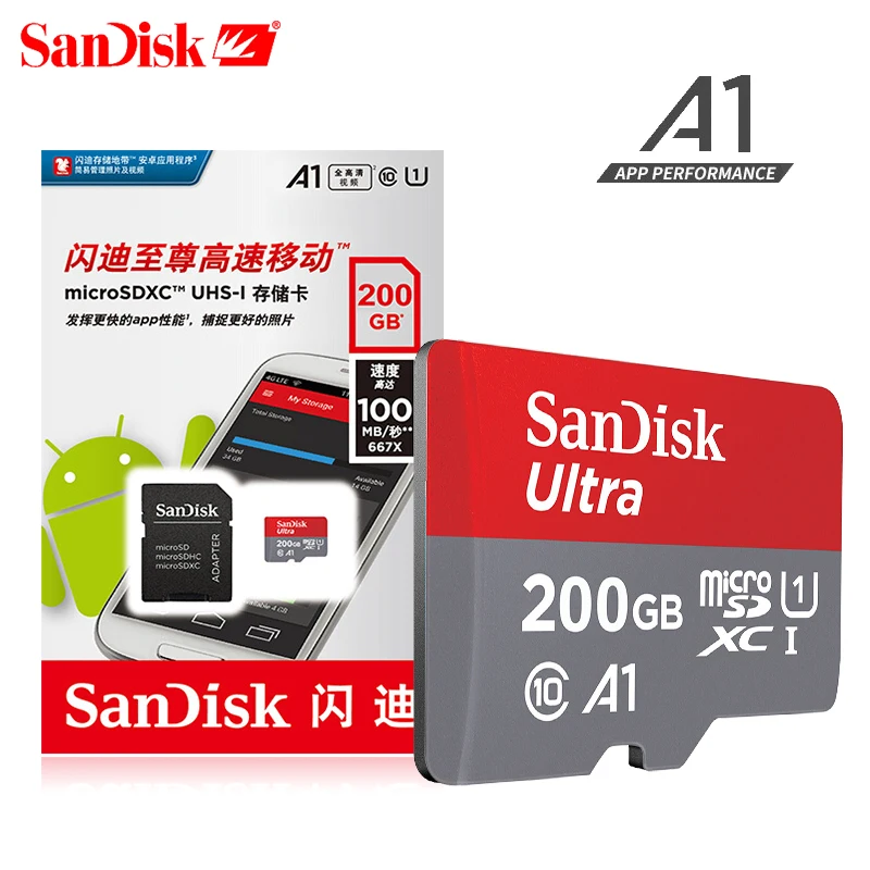 Карта памяти Sandisk Micro SD Class 10 TF карта SDXC 16 ГБ 32 64 Гб 128 200 256 100 МБ/с./с|Карты памяти| |