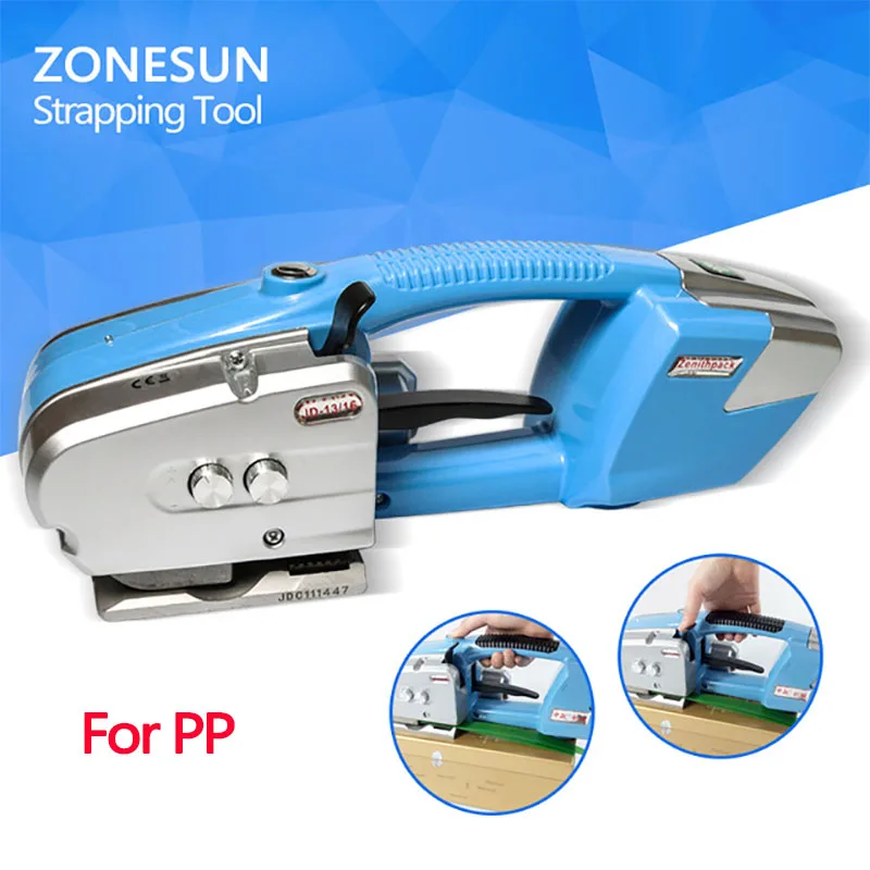 ZONESUN JD16 ручной питанием от батареи PETorPlastic сварной обвязочный инструмент Электрический PP/PET обвязочная упаковочная машина 13-16 мм