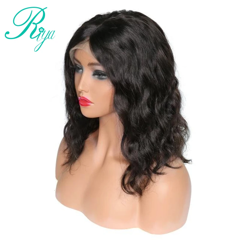 Riya Hair Короткие 13x6 человеческие волосы на кружеве парики предварительно сорванные с Детские волосы волнистые бразильские волосы remy волосы на кружеве Боб Парики 1"-14"