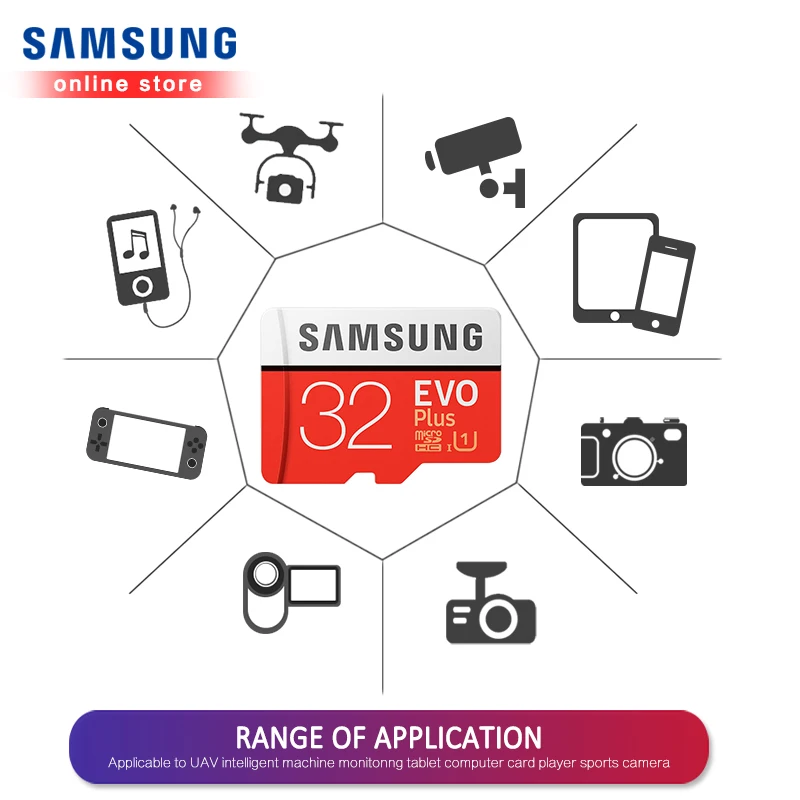 SAMSUNG Micro SD карты Class10 TF card 64 Гб 128 256 512 100 МБ/с. 32 Гб карта памяти для samrtphone и настольный ПК