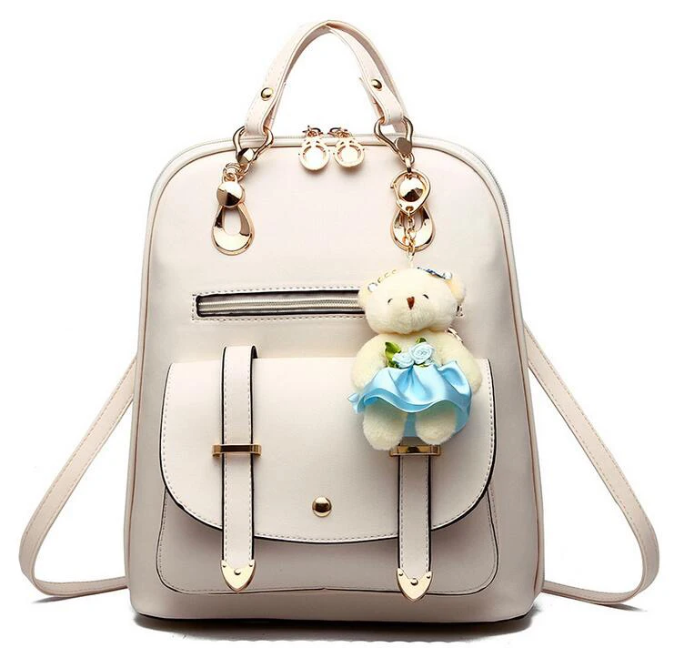 White Кожаный рюкзак, женские рюкзаки, высокое качество, Pu, рюкзак, Mochila Feminina, кожаный рюкзак, женские школьные сумки - Цвет: White