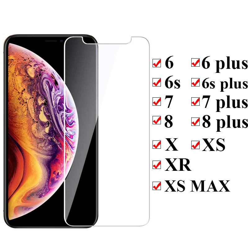 2 шт. Защитное стекло для Apple Iphone Xs Max защита экрана Xr 6 7 8 6s Plus i5 i6 закаленное