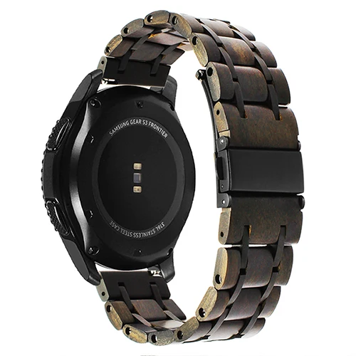 Ebony Black Steel Натуральная древесина+ ремешок из нержавеющей стали 22 мм для samsung gear S3 Classic Frontier gear 2 Neo Live Quick Release ремешок для часов - Цвет ремешка: Ebony Black Steel