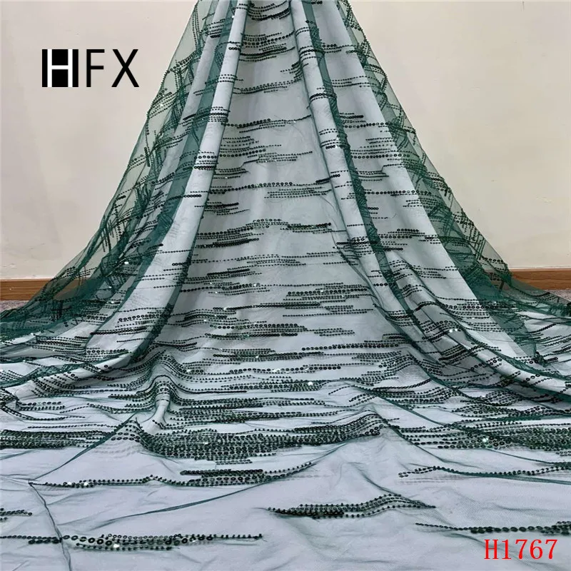 HFX Золотая африканская роскошная кружевная ткань 2019 3D Ручная работа из бисера и