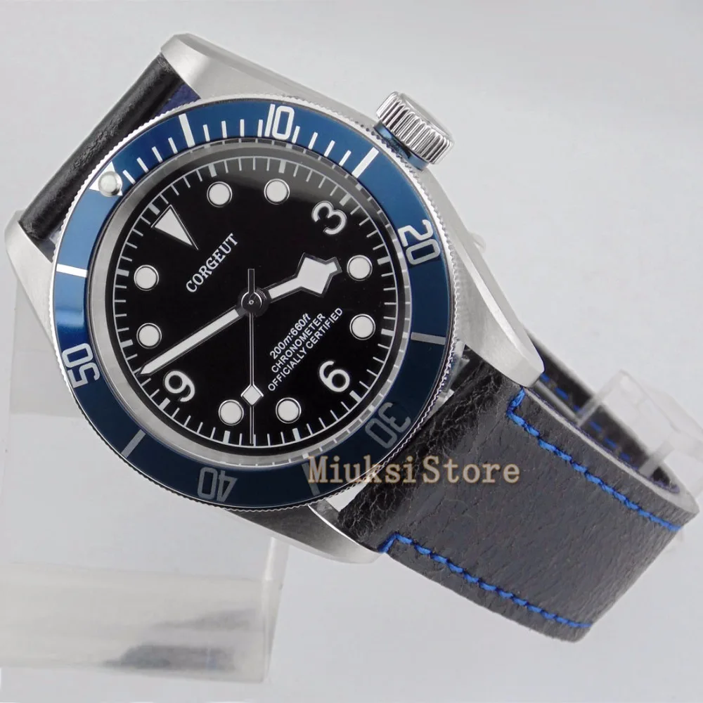 41mm man watch luminous automatic Sea gull Nouvelle mode de Montre Bleu Verre bracelet en cuir montres-bracelets hommes | Наручные часы