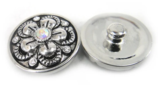 

MOODPC Free shipping 1.8-2cm crystal flower design DIY snap button charms